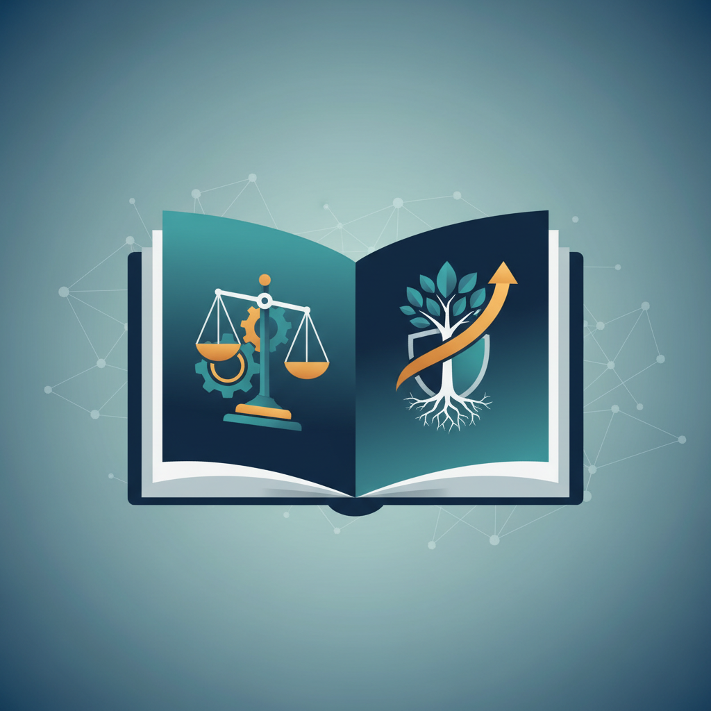 Imagem na paleta do site representando um manual de ética e conduta, com elementos que remetam a integridade, responsabilidade e valores corporativos. Visual profissional e moderno, sem texto, tons que combinam com o estilo atual do site.